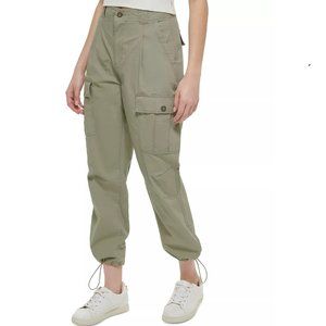 DKNY JEANS Women's High-Rise Straight-Leg Cargo Pants Size Medium 2X Olive NWT